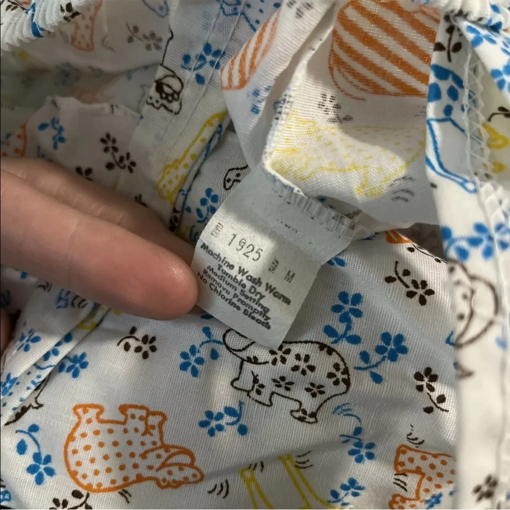 Vintage Baby White Blue Yellow Orange Animal Floral Romper